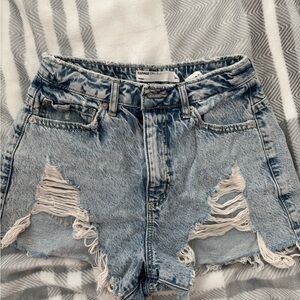 Garage Blue Jean Shorts with Distressed Details